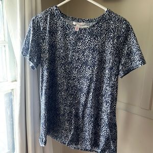 Long tall sally blue and white shirt sleeve top size large.